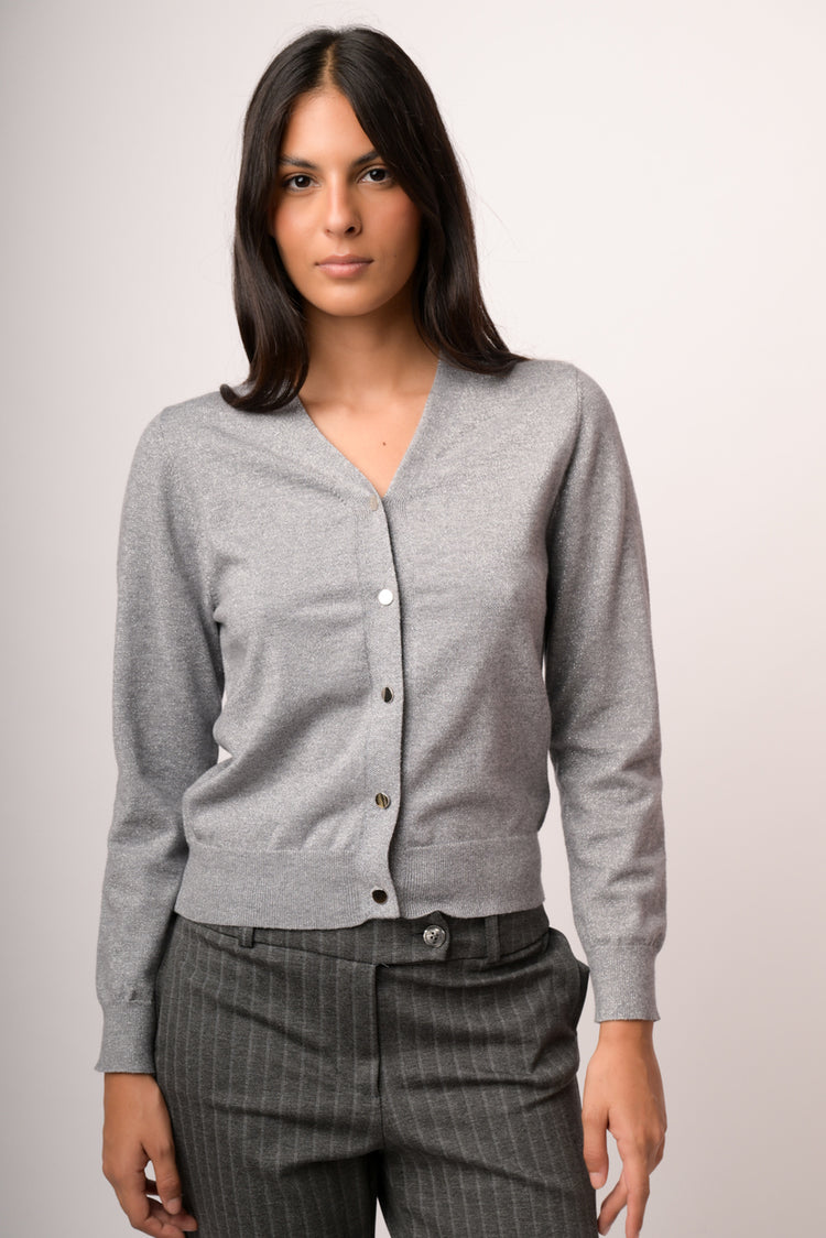 Cardigan con bottoni lurex