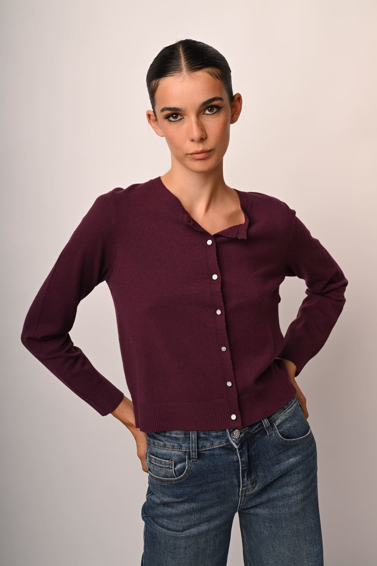 Rhinestone buttons cardigan