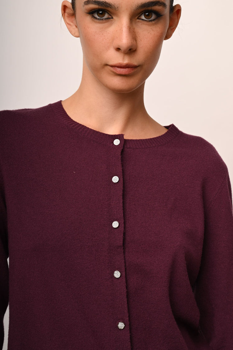 Rhinestone buttons cardigan