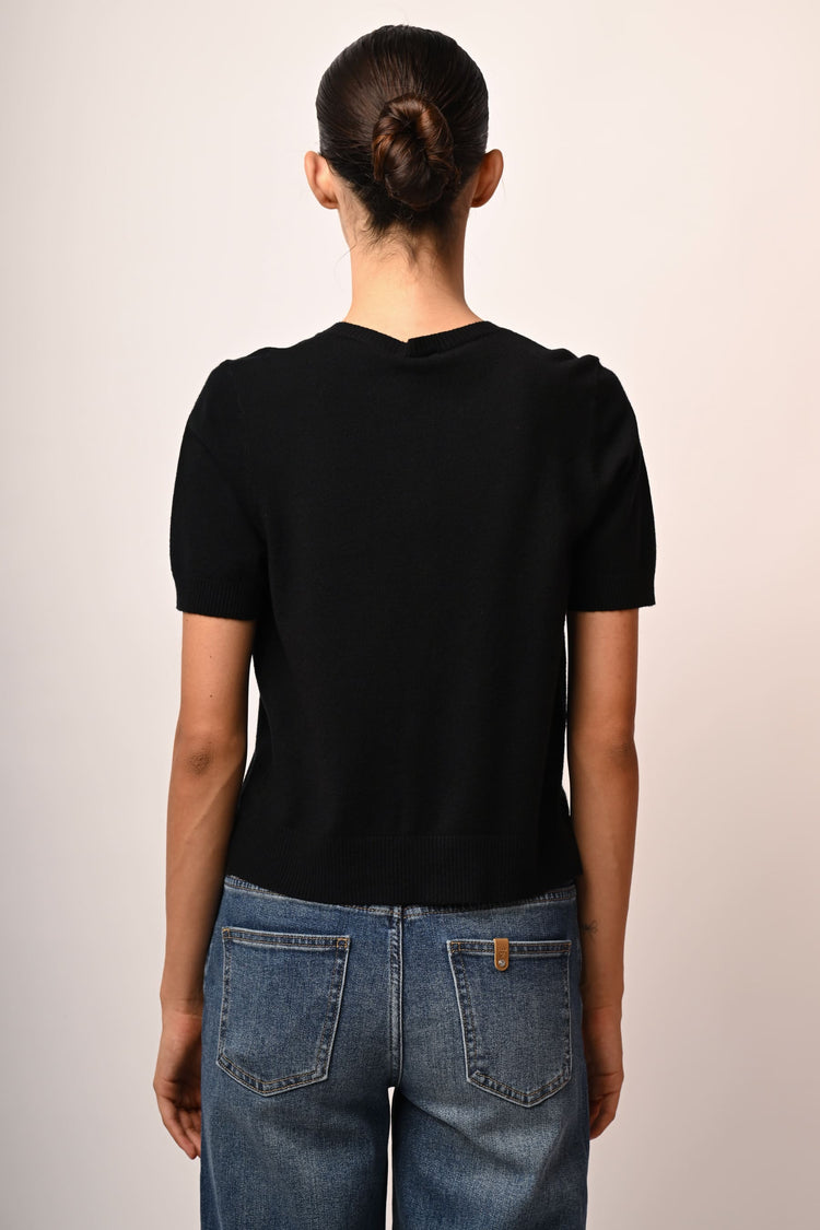 Jewel-button short-sleeved cardigan