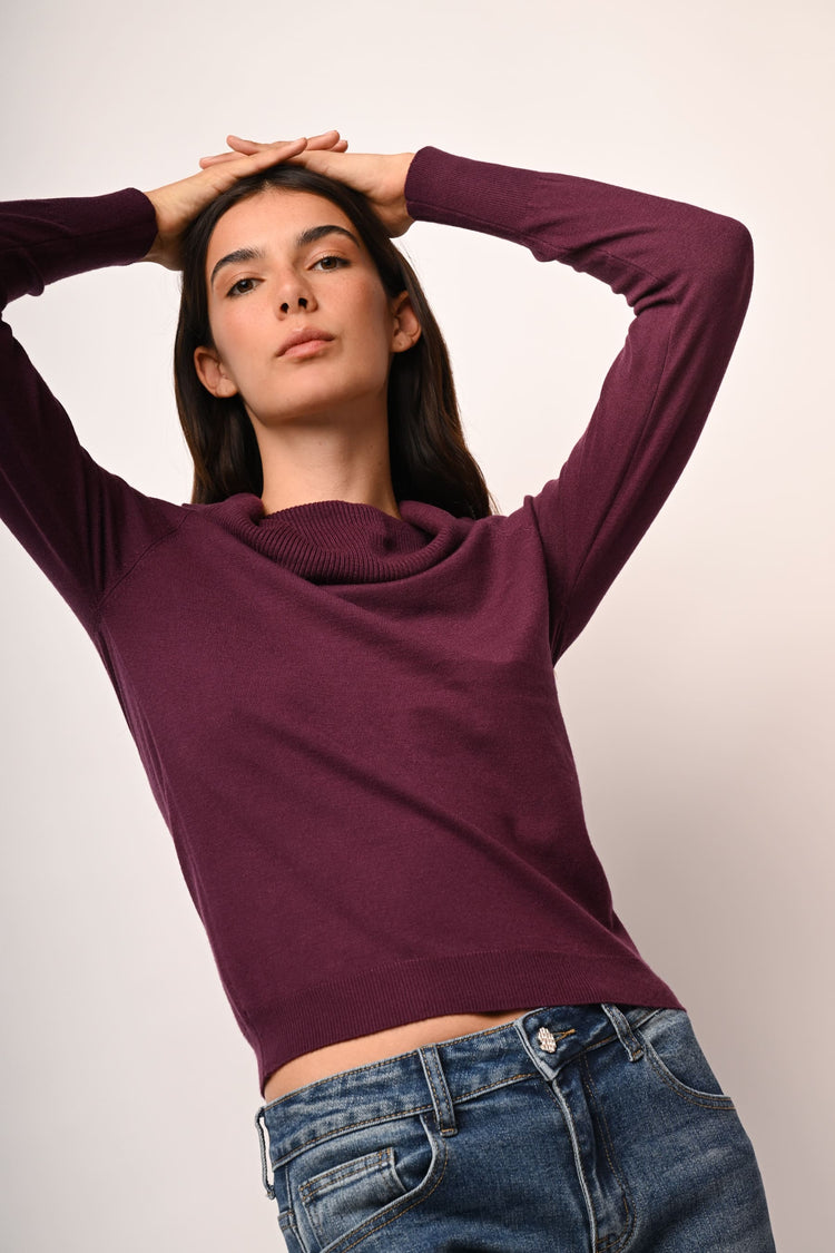 Jewel-button cuffs sweater
