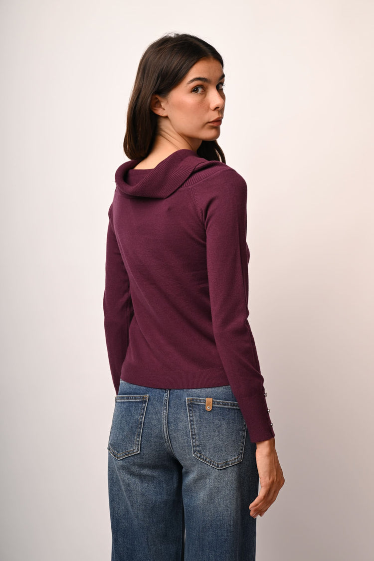 Jewel-button cuffs sweater