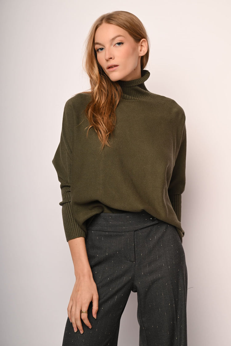 Batwing sleeves turtleneck