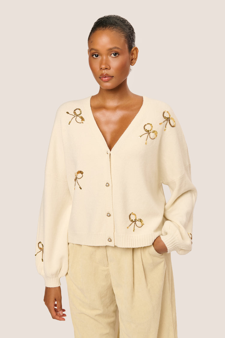 Sequin bows cardigan