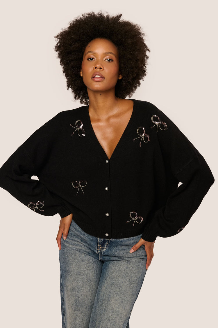 Sequin bows cardigan