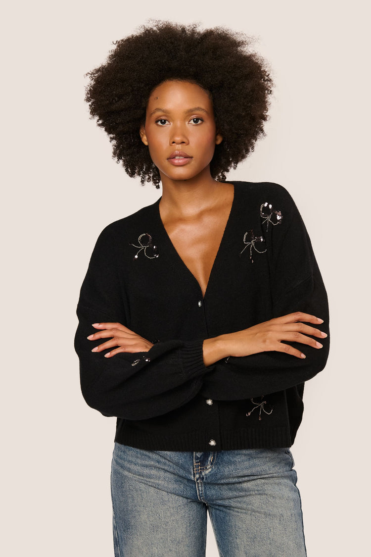 Sequin bows cardigan
