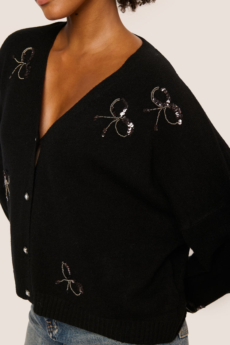 Sequin bows cardigan