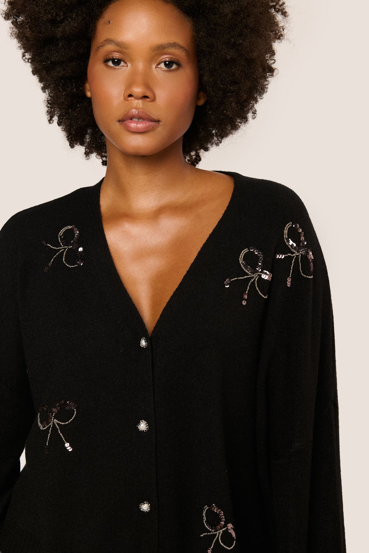 Sequin bows cardigan