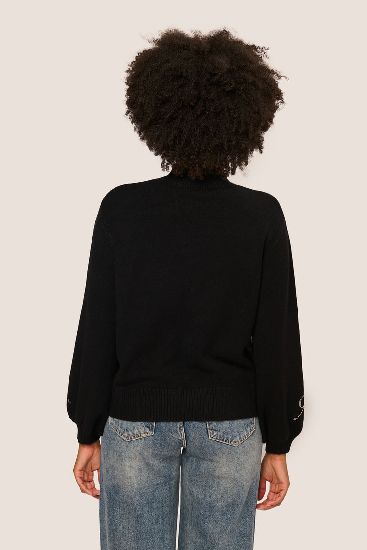 Sequin bows mock sweater
