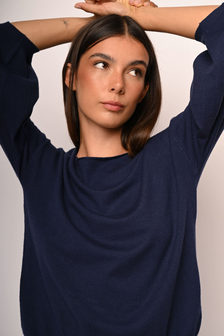 Puffed cropped sleeves sweater