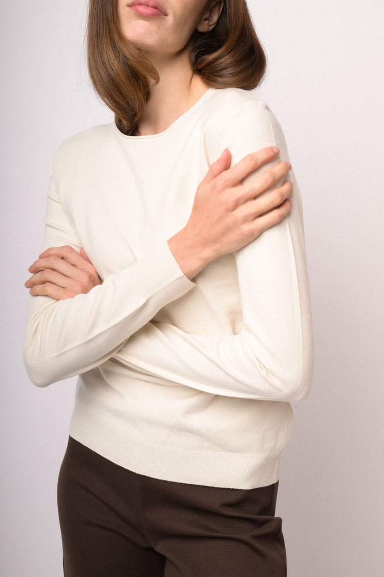 Ivory basic crew-neck sweater