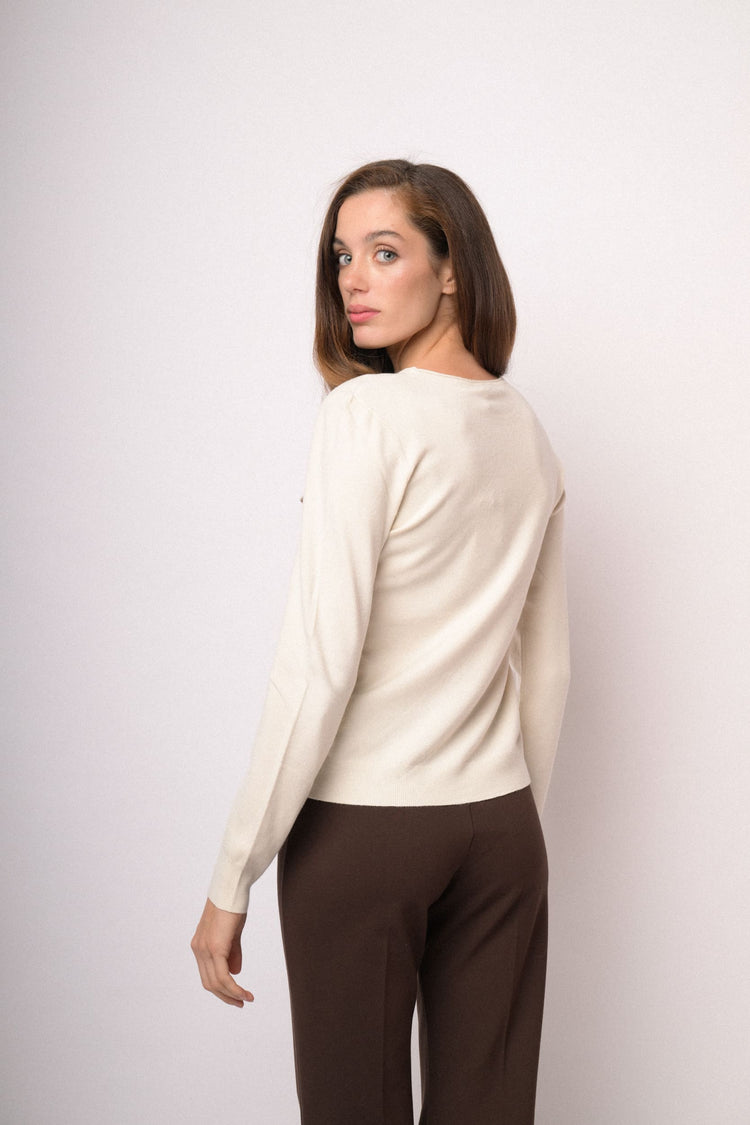 Ivory basic crew-neck sweater