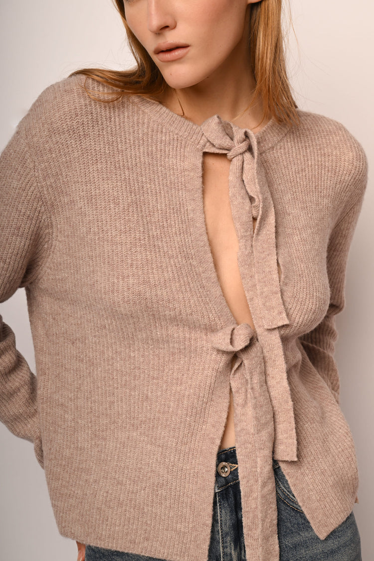 Self-tie bows cardigan