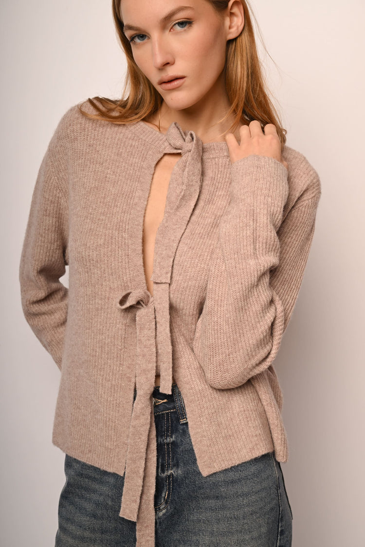 Self-tie bows cardigan