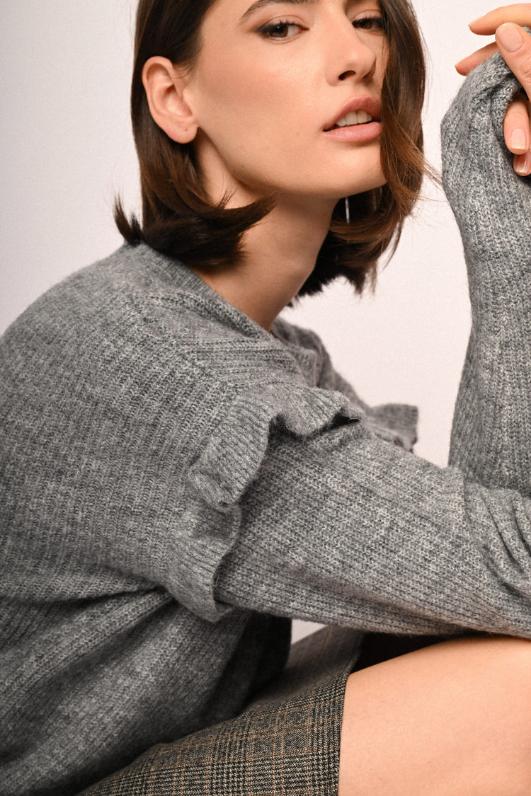 Ruffle sleeve sweater