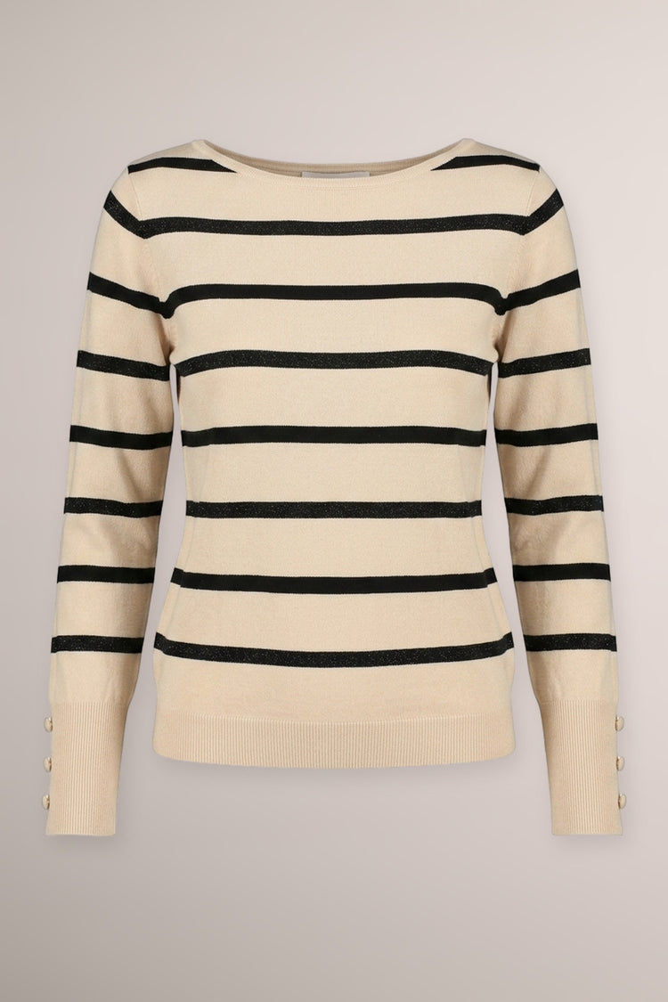 Black/ivory striped lurex knit sweater