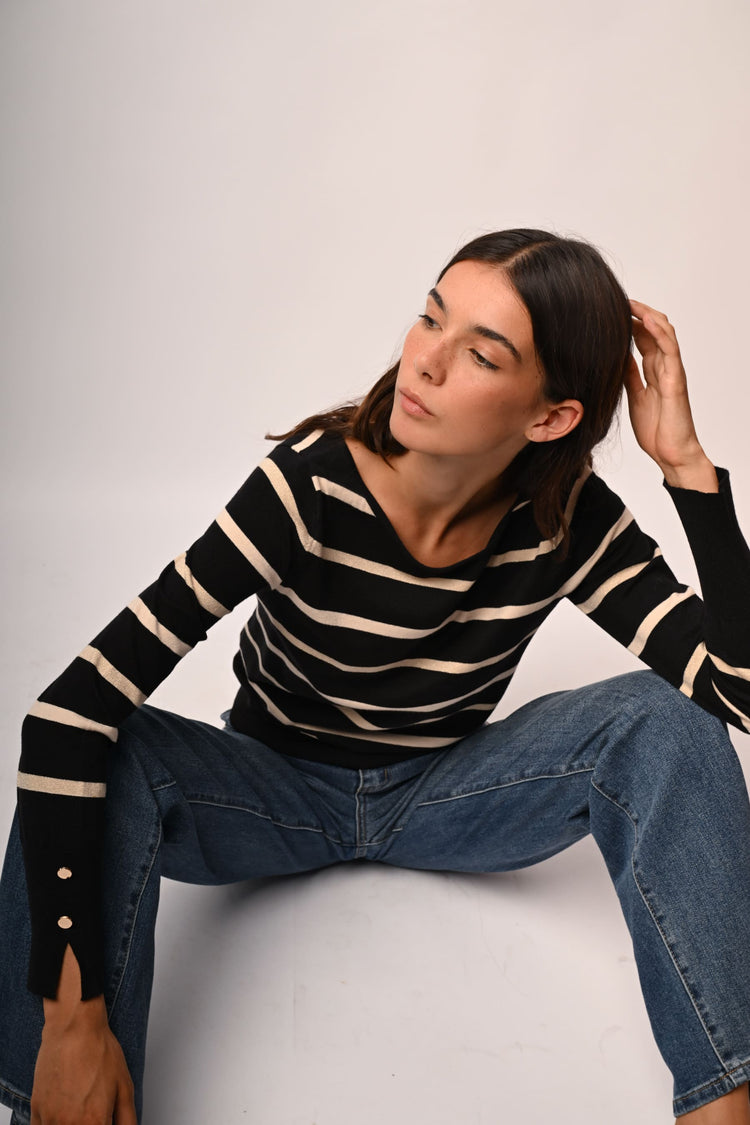 Lurex striped knit sweater