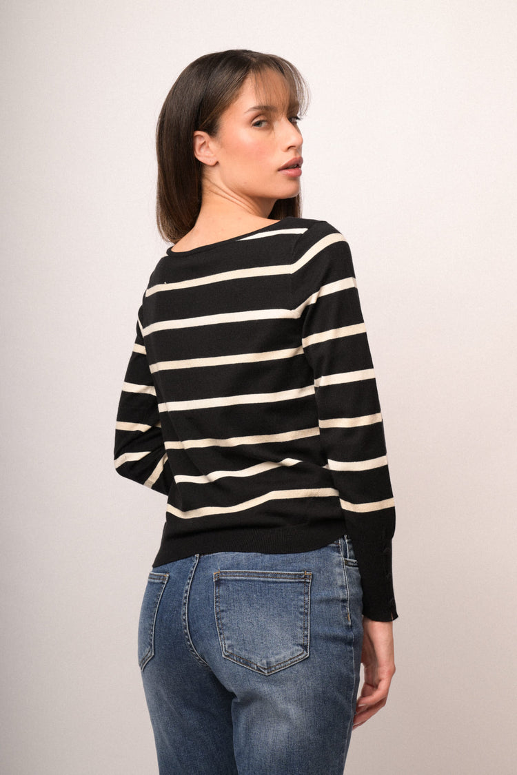 Maglia girocollo righe e lurex