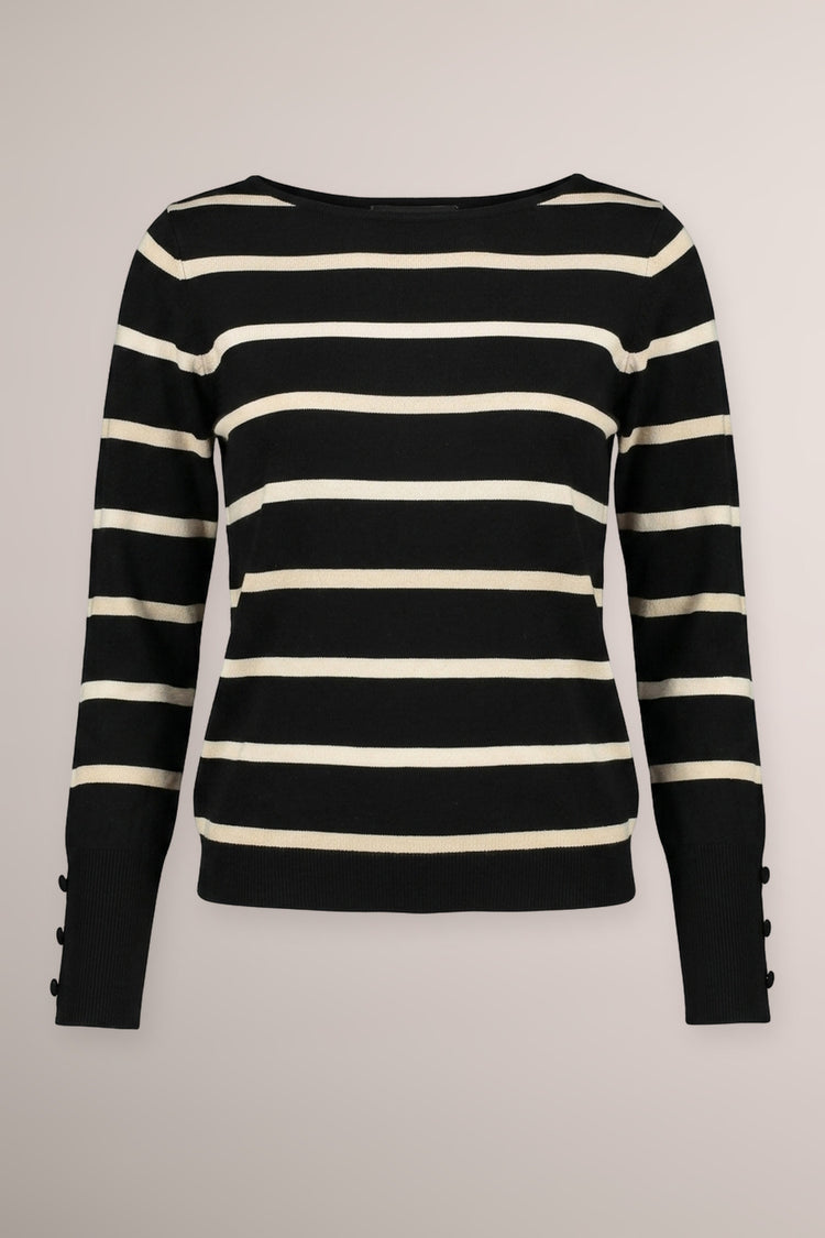 Ivory/black striped lurex knit sweater