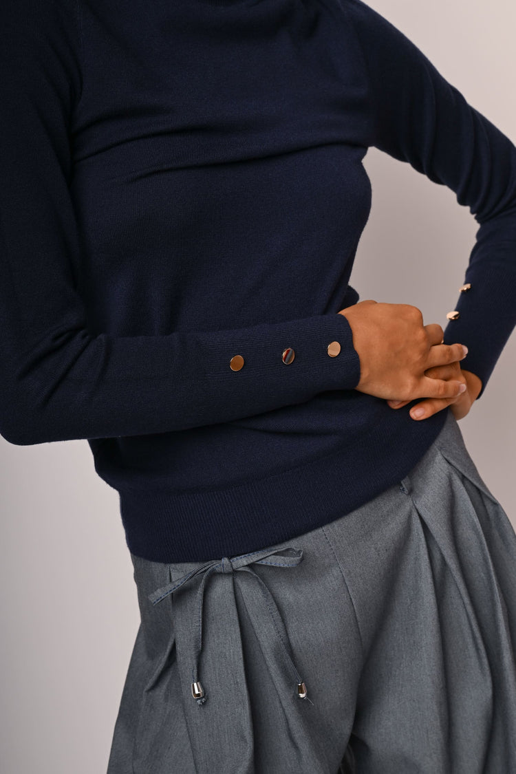 Buttoned cuff turtleneck