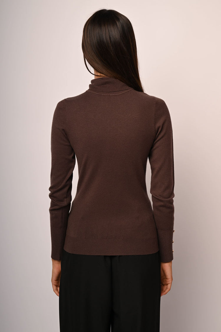 Buttoned cuff turtleneck