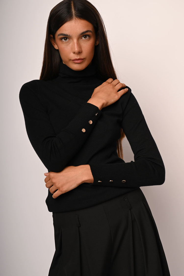 Buttoned cuff turtleneck