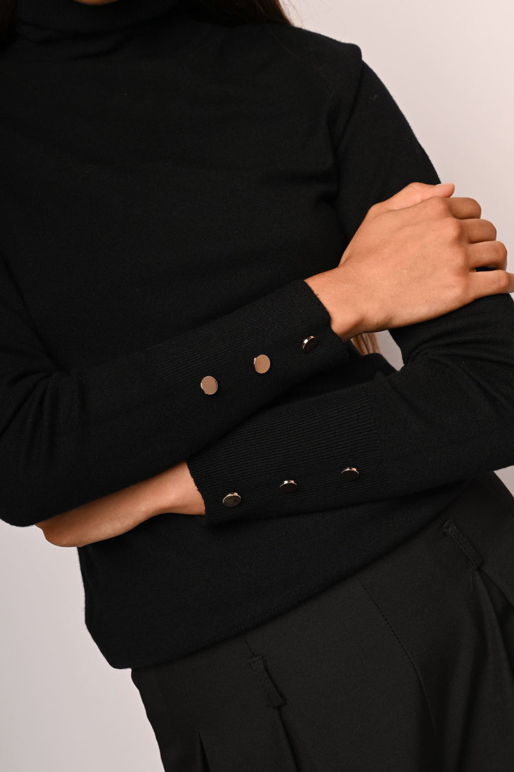 Buttoned cuff turtleneck