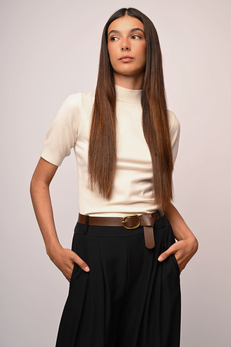 Short sleeves mock sweater