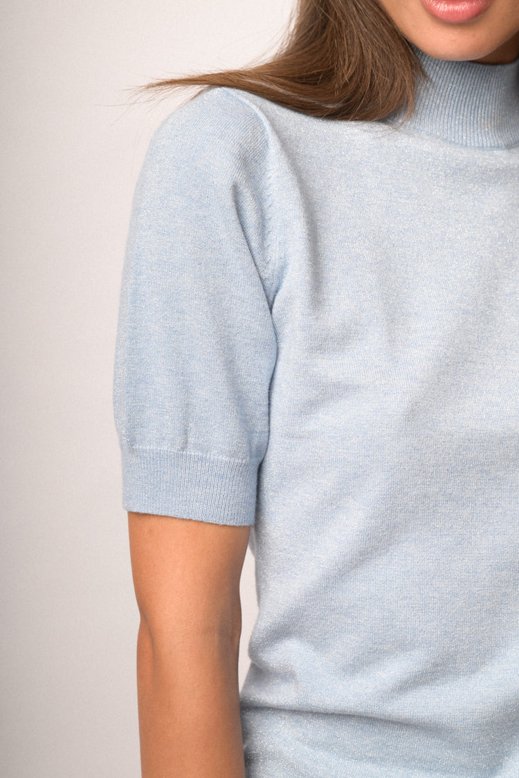 Maglia dolcevita lurex manica corta
