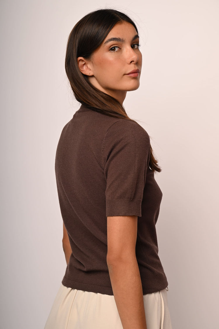 Short sleeves mock sweater