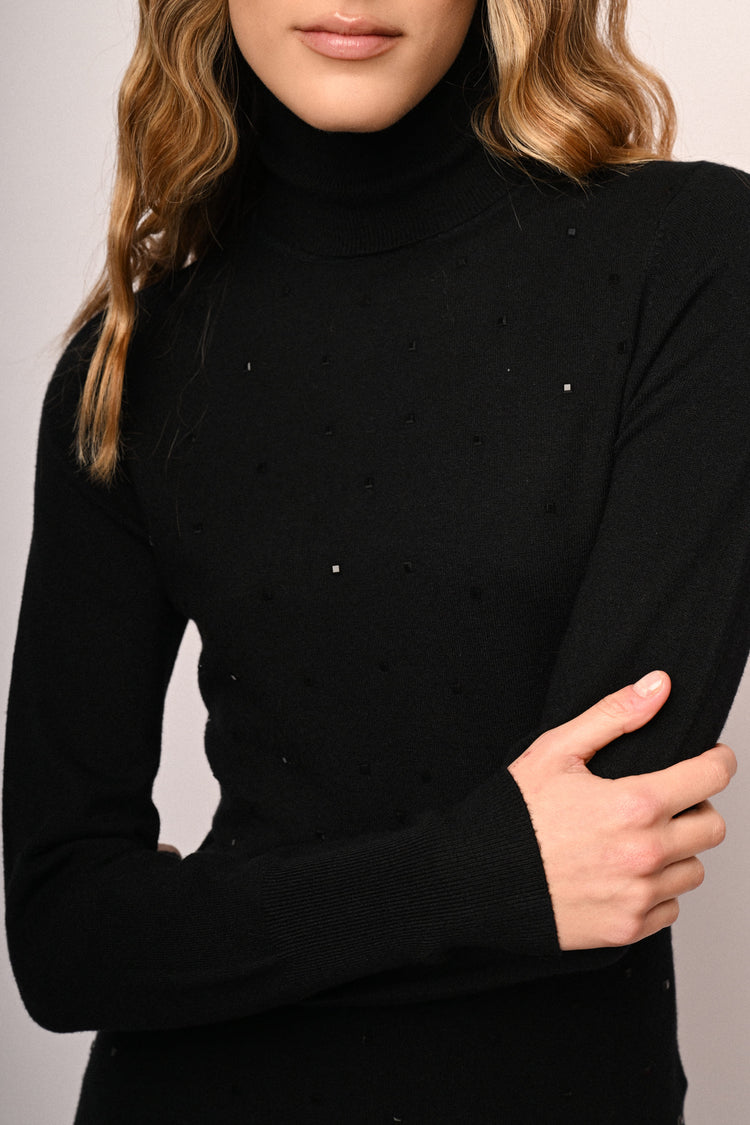 Maglia dolcevita con strass