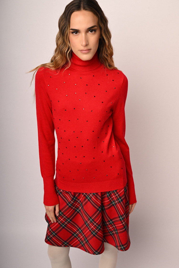 Maglia dolcevita con strass