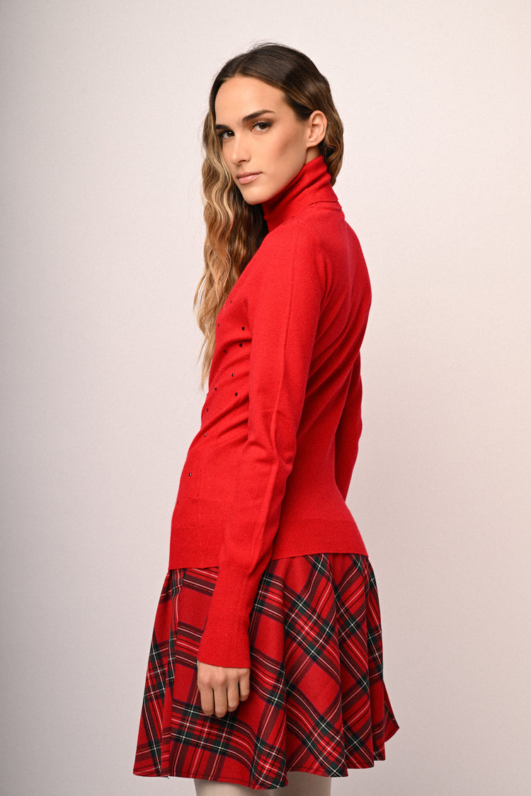 Maglia dolcevita con strass