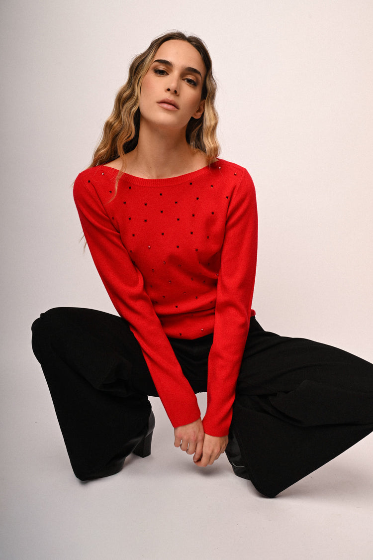 Maglia shiffer con strass