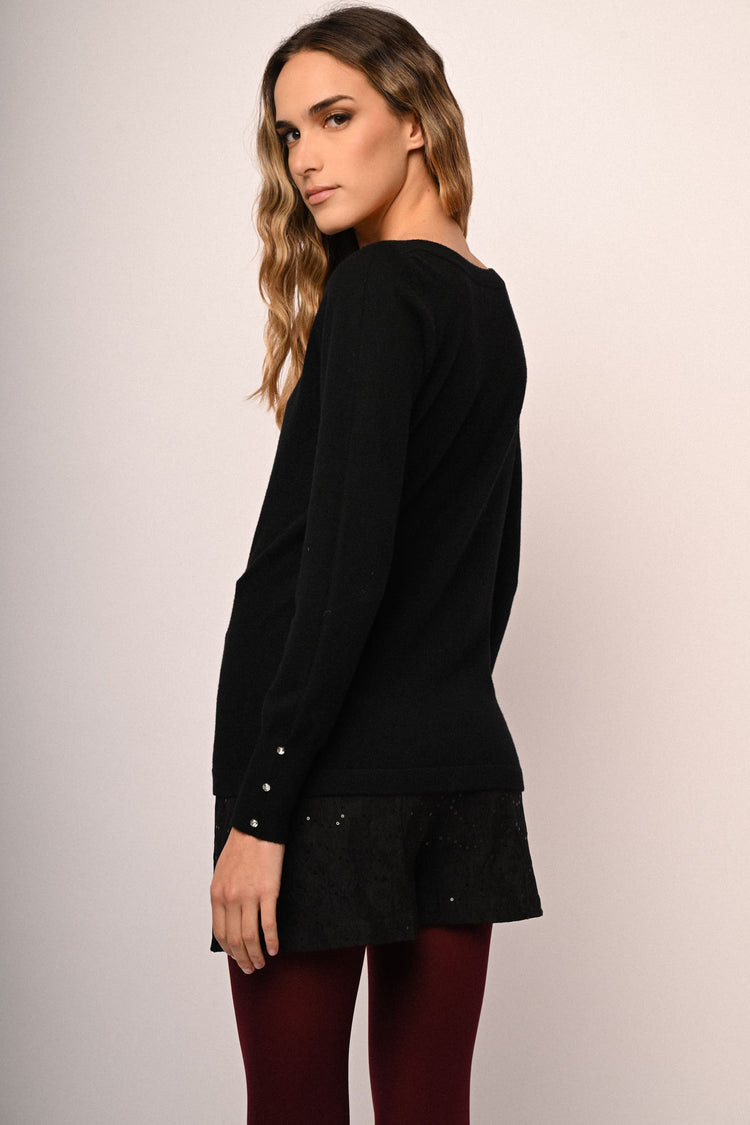 Rhinestone cuff sweater