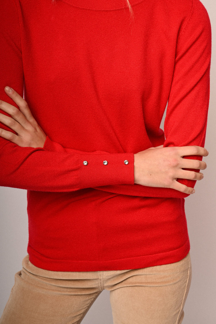Rhinestone cuff sweater