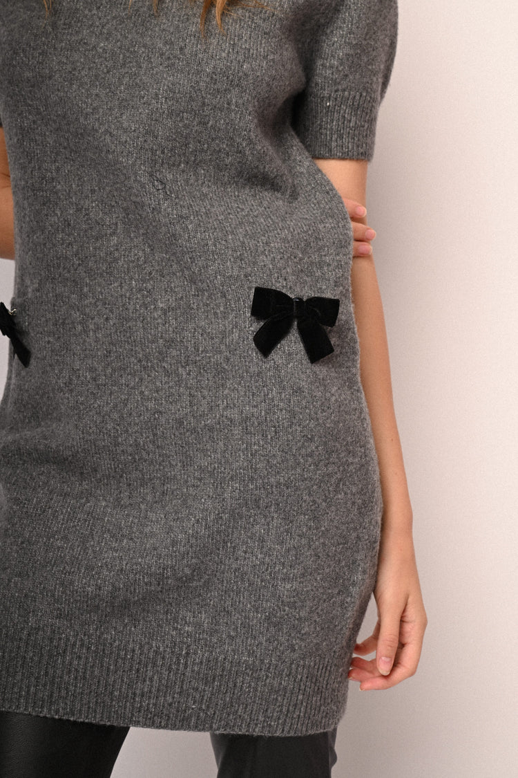 Bow-detail knit dress