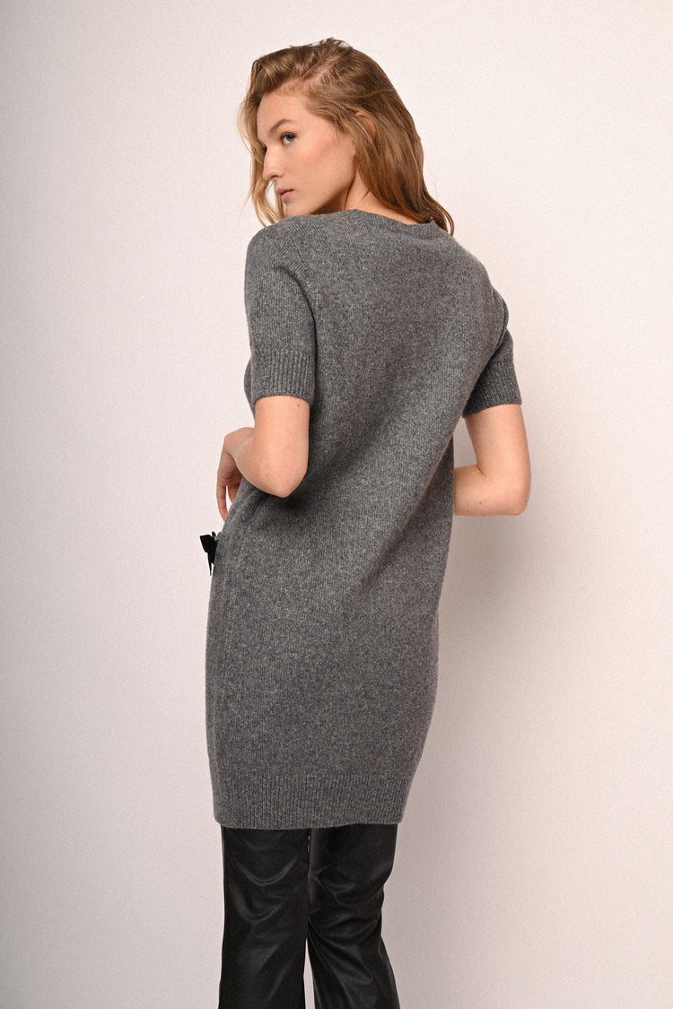 Bow-detail knit dress