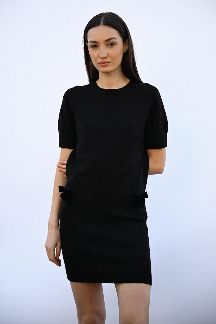 Bow-detail knit dress