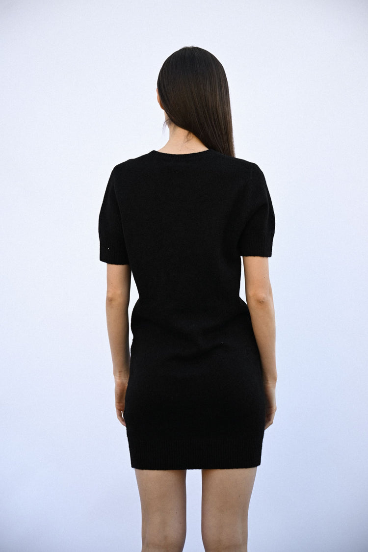 Bow-detail knit dress