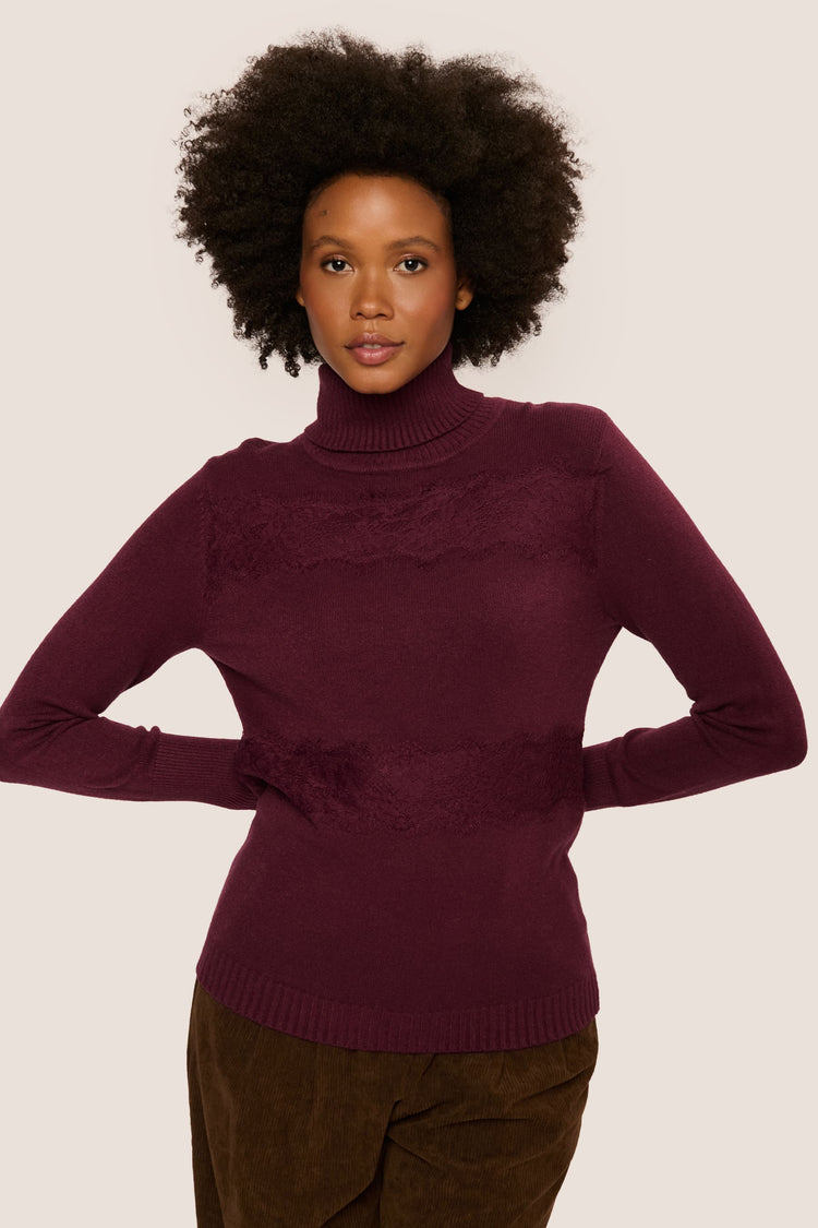 Lace-detail turtleneck