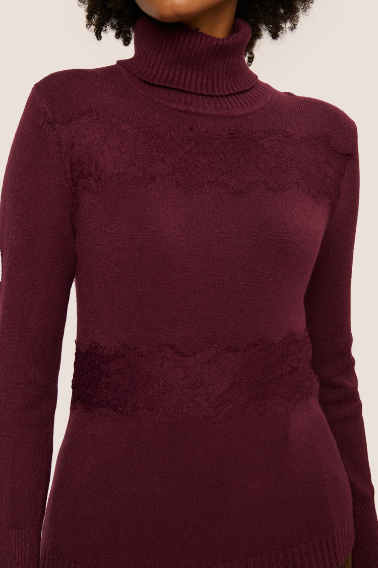 Lace-detail turtleneck
