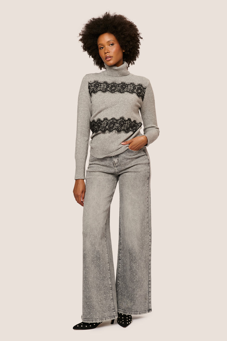 Lace-detail turtleneck