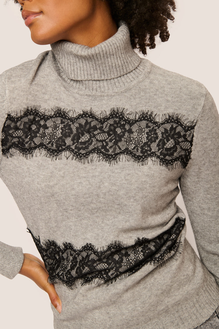 Lace-detail turtleneck
