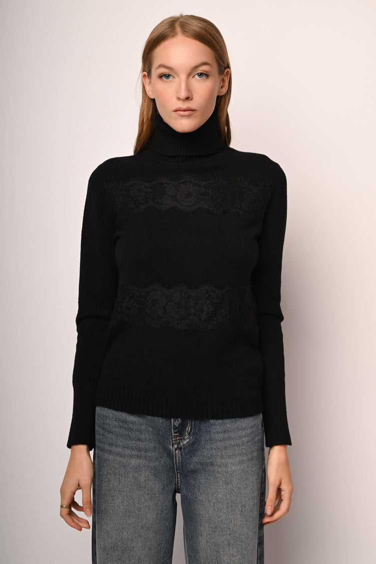 Lace-detail turtleneck