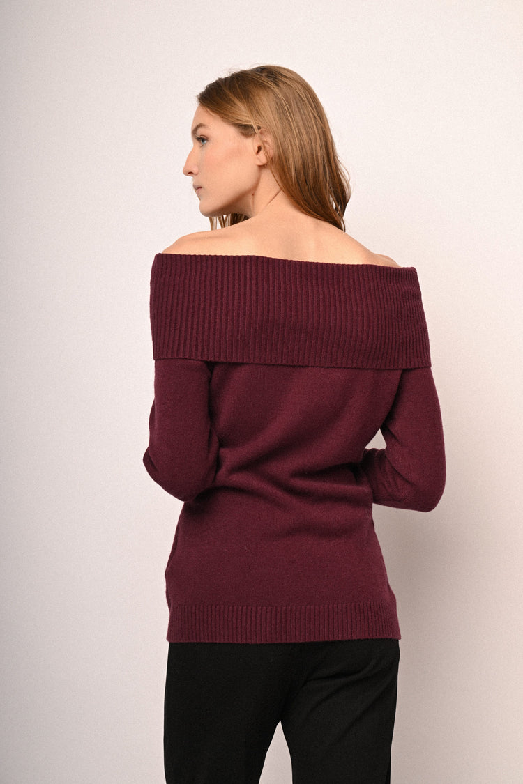Rhinestone off-the-shoulder sweater
