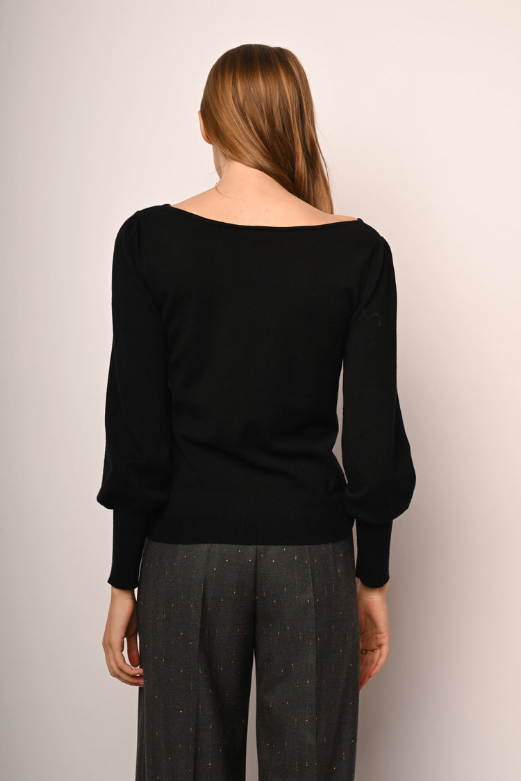 Bead and rhinestone sleeves sweater