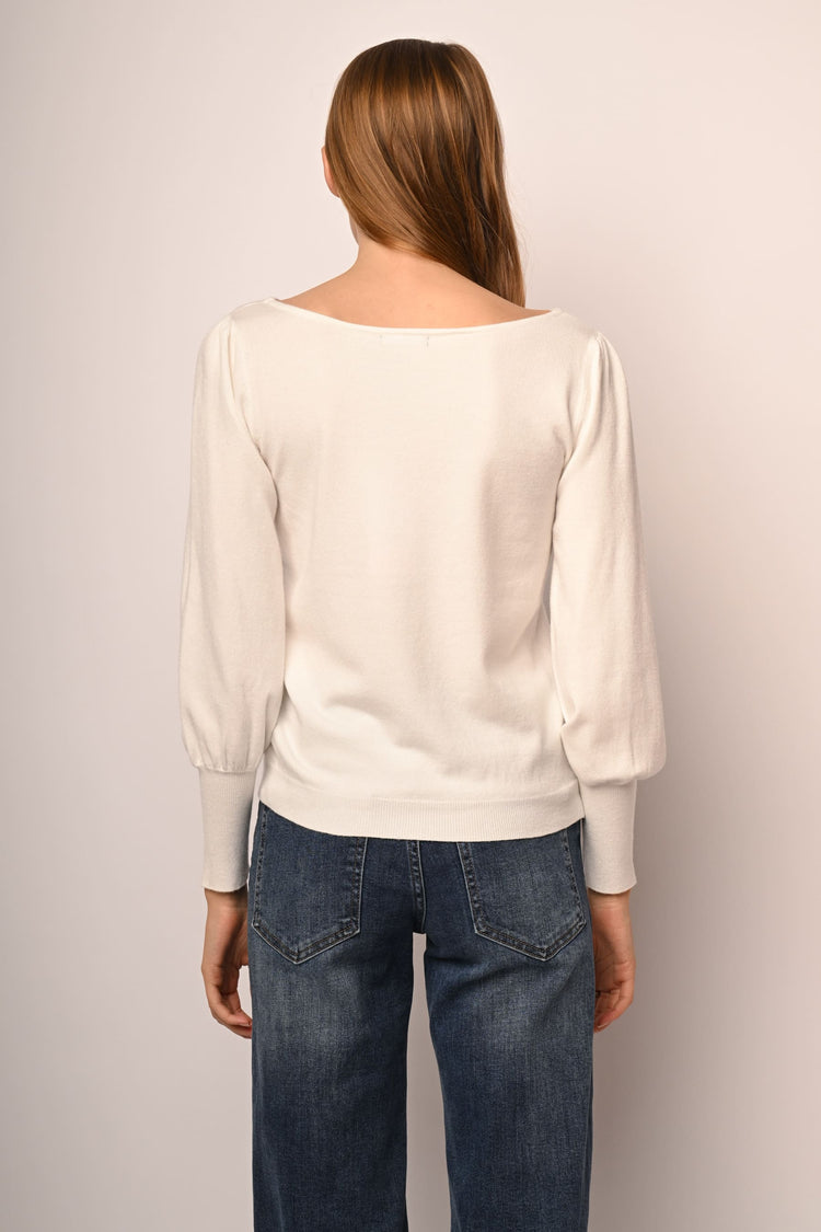 Bead and rhinestone sleeves sweater