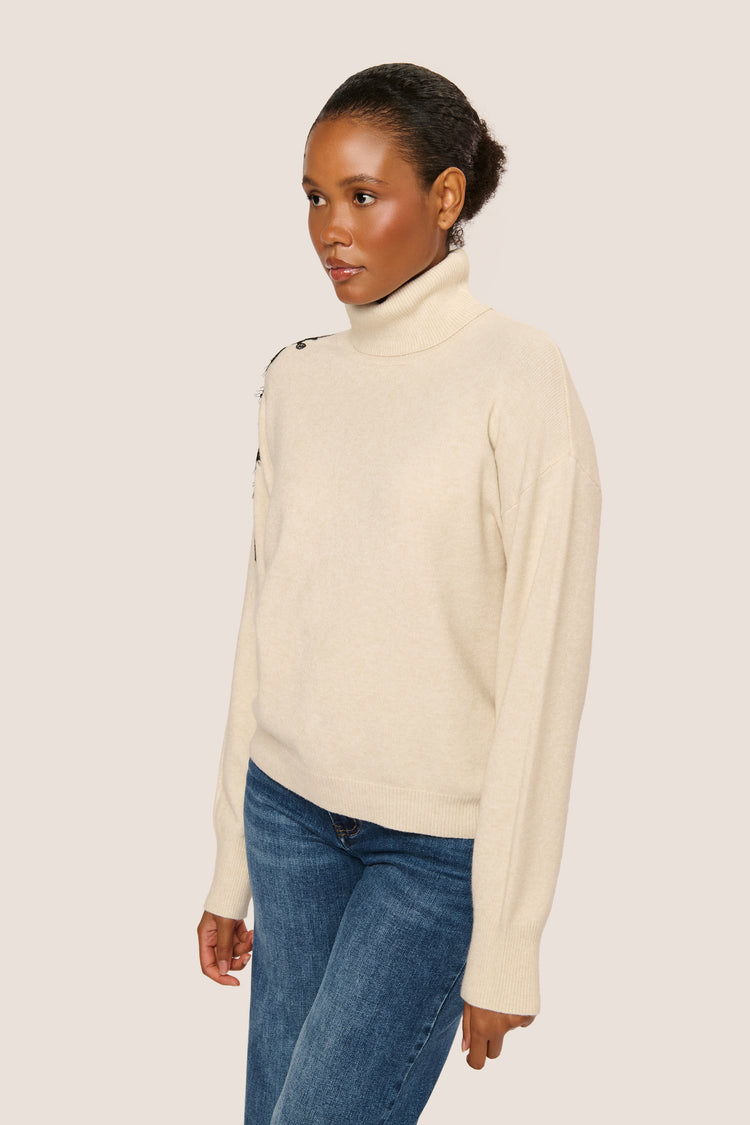 Lace sleeve turtleneck