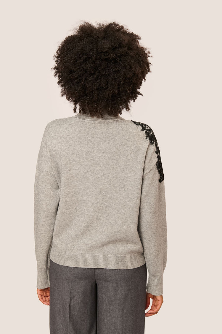 Lace sleeve turtleneck